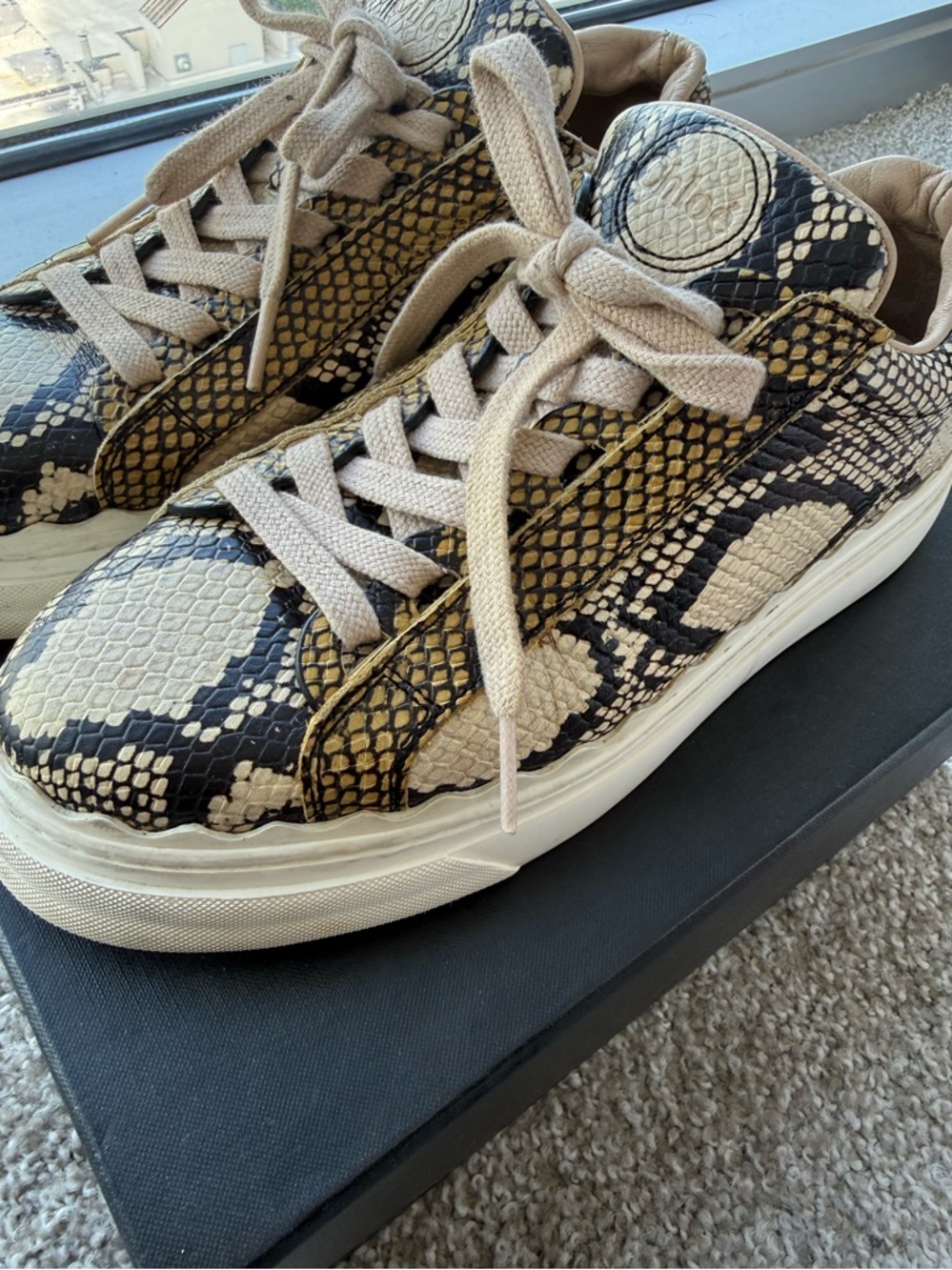 Chloe’ Python Print Sneakers - Picture 2 of 7